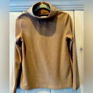 Dudley Stephens Greenpoint Turtleneck Vello Fleece Pullover Sweater Camel Tan